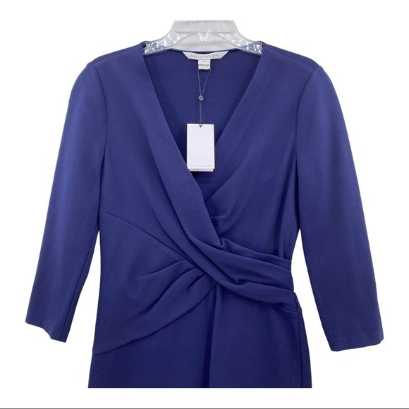 Diane Von Furstenburg Leora Stretch-Crepe Dress Navy Women’s Size 6 - Picture 6 of 16